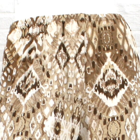 NEW DIRECTIONS Pants Palazzo Wide Leg Abstract Animal Print Geo Aztec Tan Medium - Picture 4 of 12